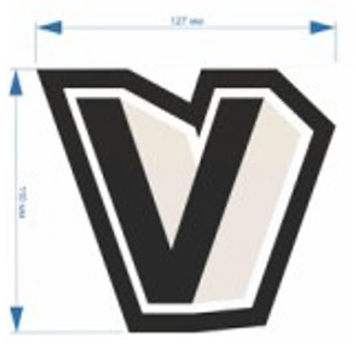Нашивка махровая пришивная Буква "V", 12,7*11см, бежевый, черный, шт. Нашивка Махровая