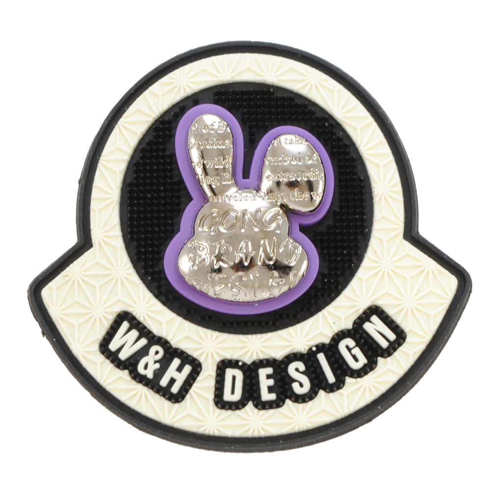 Лейба рез., заяц метал., W&H DESIGN, черный, фиолет., бежевый, 6,5*6см, шт. Лейба Резина