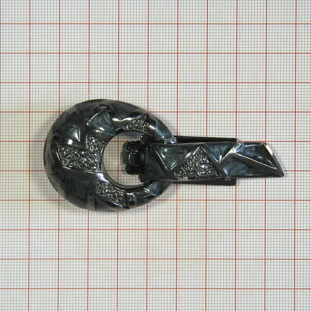 Клипса шубная MJ-016 BN, bl. diamond камни, черная перламутровая эмаль, шт. Клипсы шубные, крючки