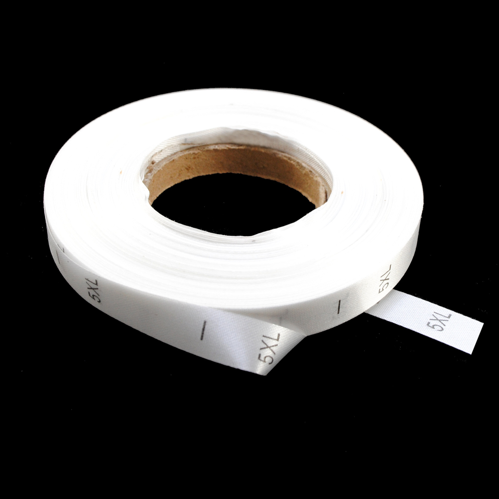 Размерник нейлон белый 5XL, лого черный, 50м, б. Размерник накатанный нейлон