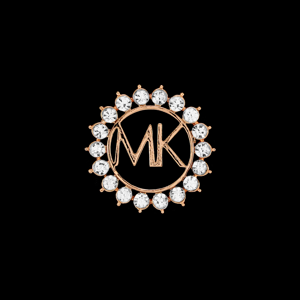 Брошь MK Солнце 40*30мм, GOLD, белые камни, шт. Броши