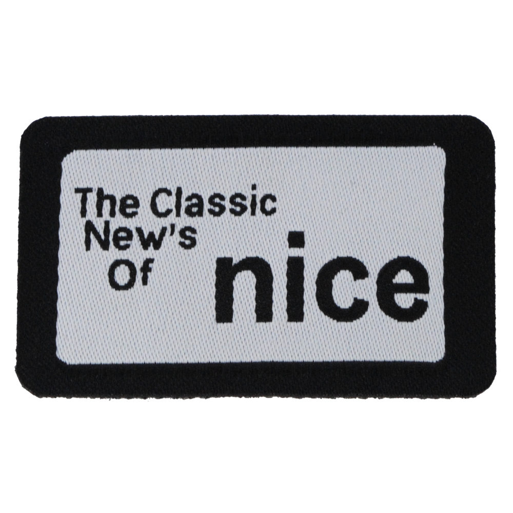 Шеврон NICE 33*55мм, белый, черный лого и рамка, шт. Нашивка Вышивка, Ткань