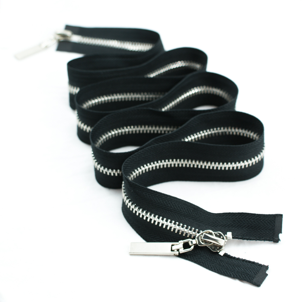 Змейка металлическая  №5 105см O/Е NIKEL, черная ткань, двустороняя, шт. Змейка Металл