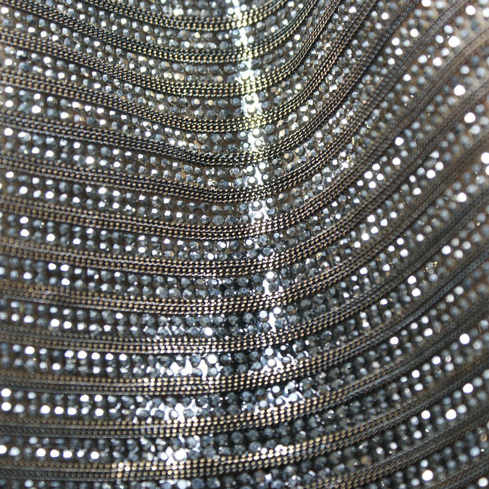 Стразы полотно клеевое дорожка 5мм 2 ряда черные (blackHematite) камни, цепь якорная BN 24*40см, 1лист. Полотна из страз