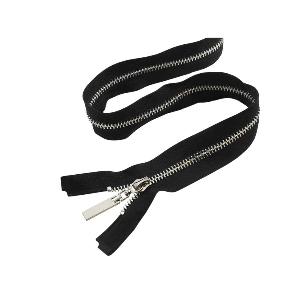 Змейка металлическая  №5 75см О/Е NIKEL, черная ткань, односторонняя, шт. Змейка Металл