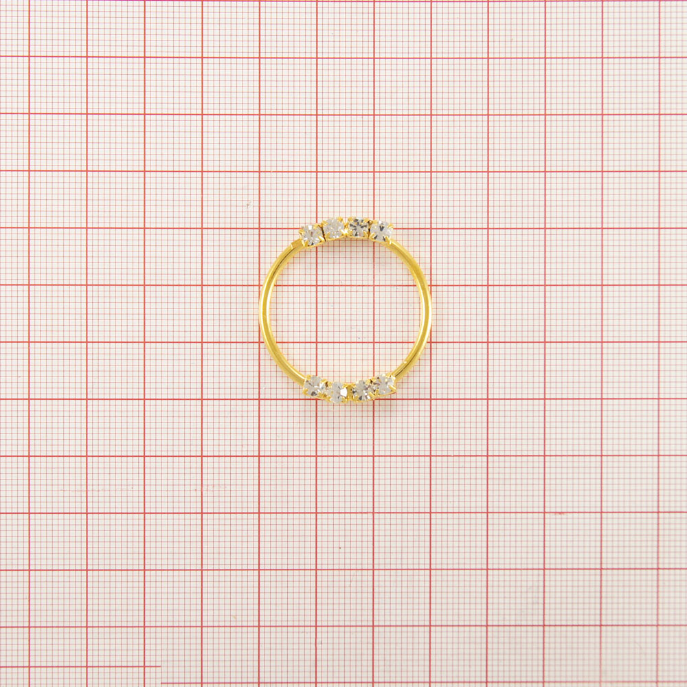 Укр. стекл. А-286 (7889) GOLD обруч мал. 4 камн.. Перетяжка металл со стразами