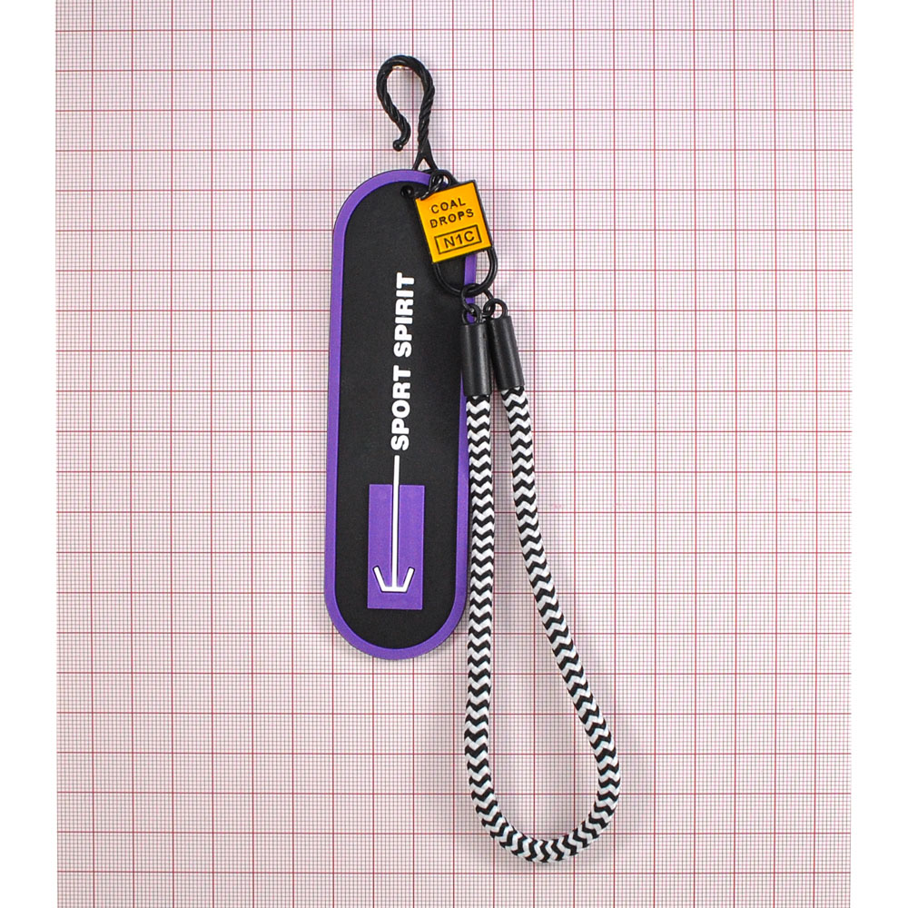 Подвеска резиновая с железным карабином Sport Spirit, 21*3,5см черный, фиолетовый, белый, шт. Подвески