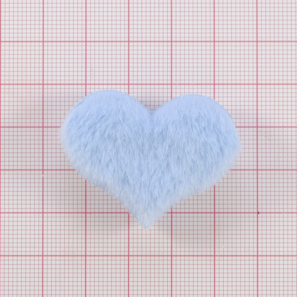 Аппликация приш. с мехом голубое сердечко, 3*4см, гол., шт. Аппликации Пришивные Шерсть, Кружево