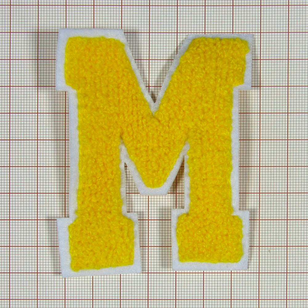 Нашивка махровая M 70*90мм буква желто-белая, шт. Нашивка Махровая