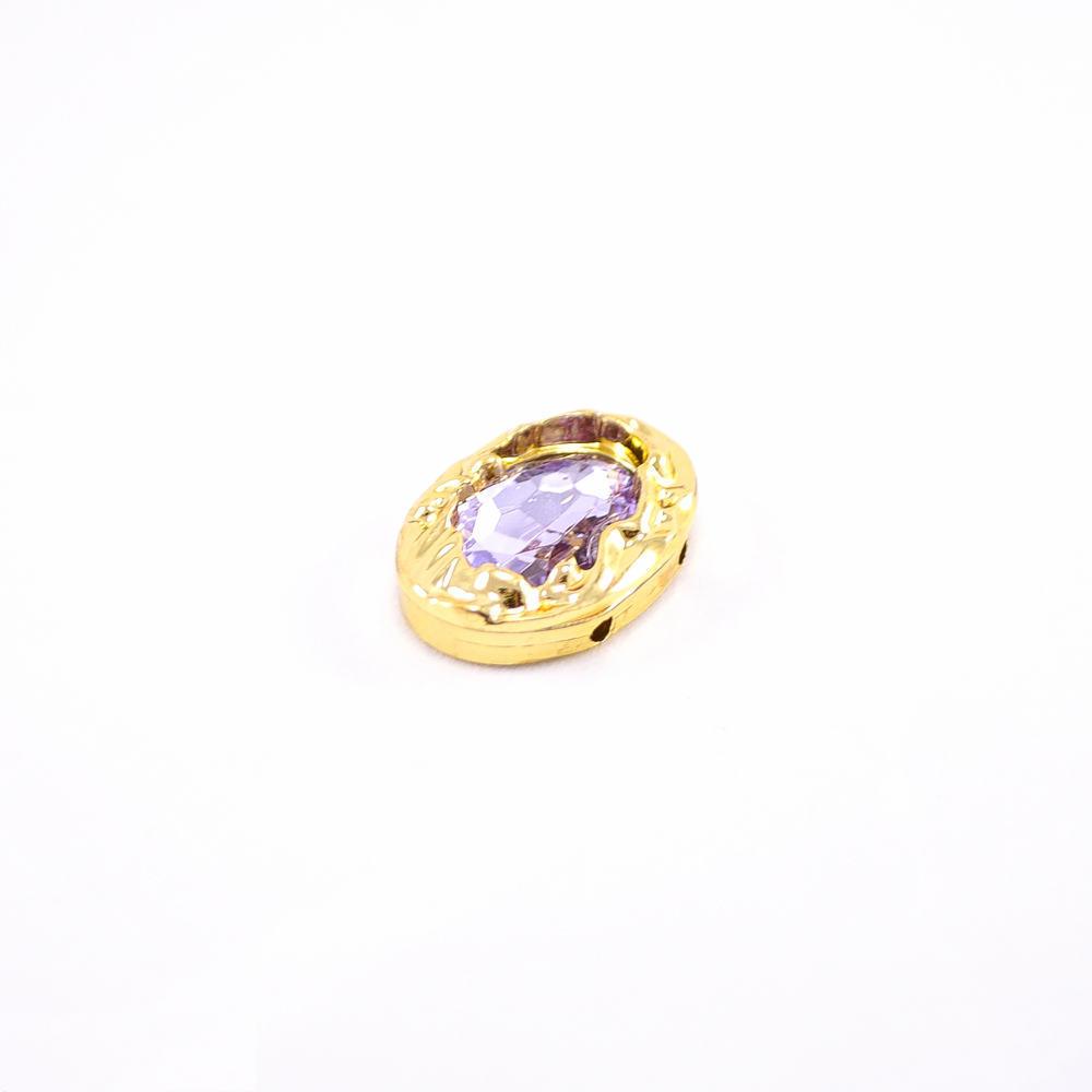 Декор пластик пришивной кристалл 18*25мм GOLD, сиреневый камень, шт. Декор пластиковый