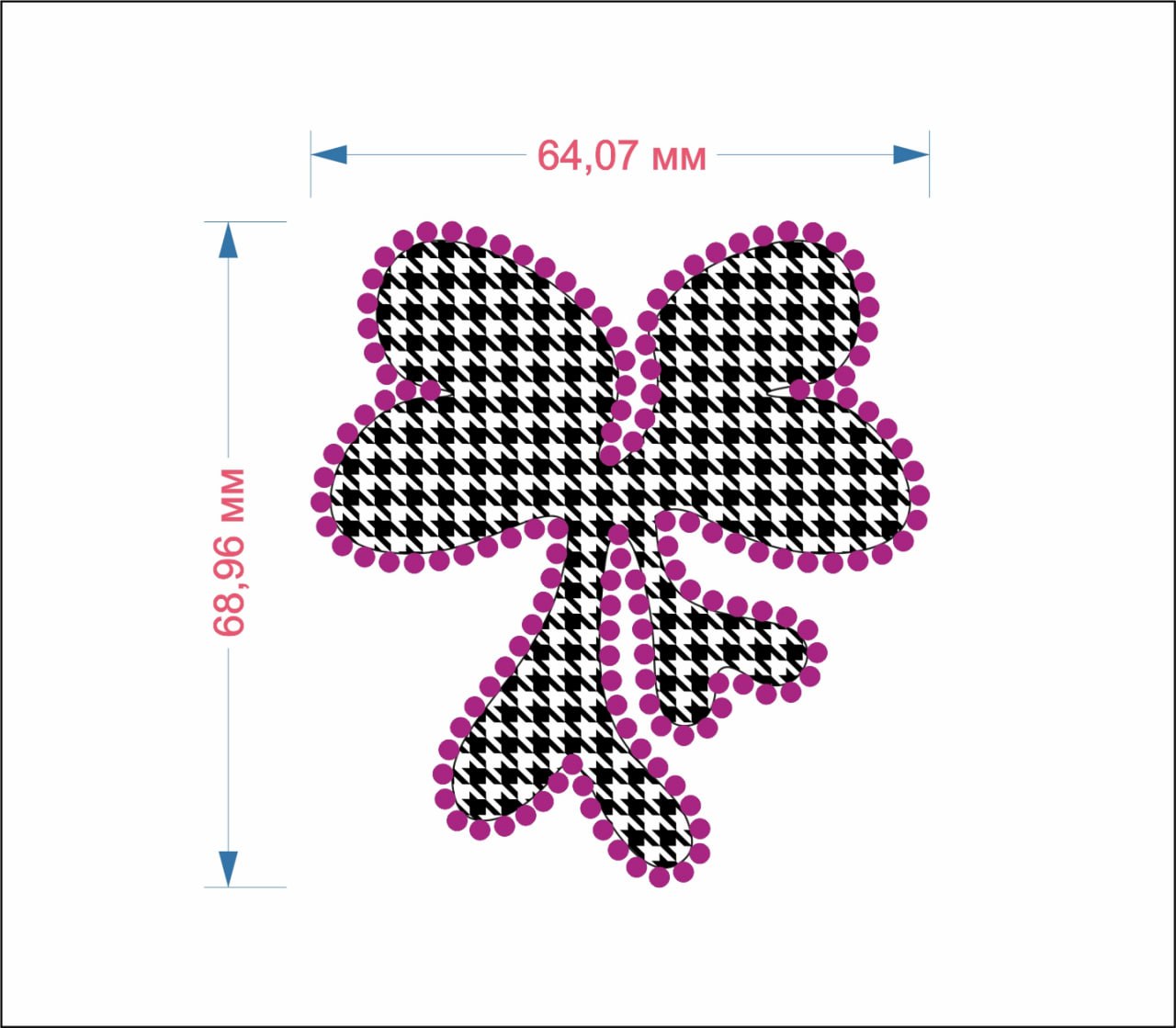 Аппликация композит, клеевая, Бант, 4,55*4,88см, DTF, SS6 62611, сублимация, атлас, лазер, шт. Аппликация композит