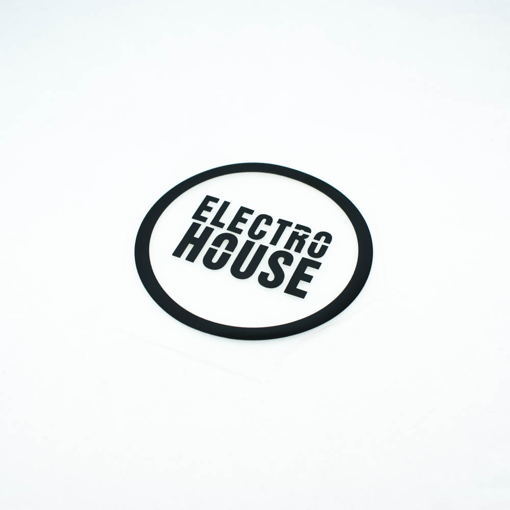 Термоаппликация резиновая прозрачная Electro house 75мм круглая, черный рисунок, шт. Термопереводки Резиновые, Термопленка