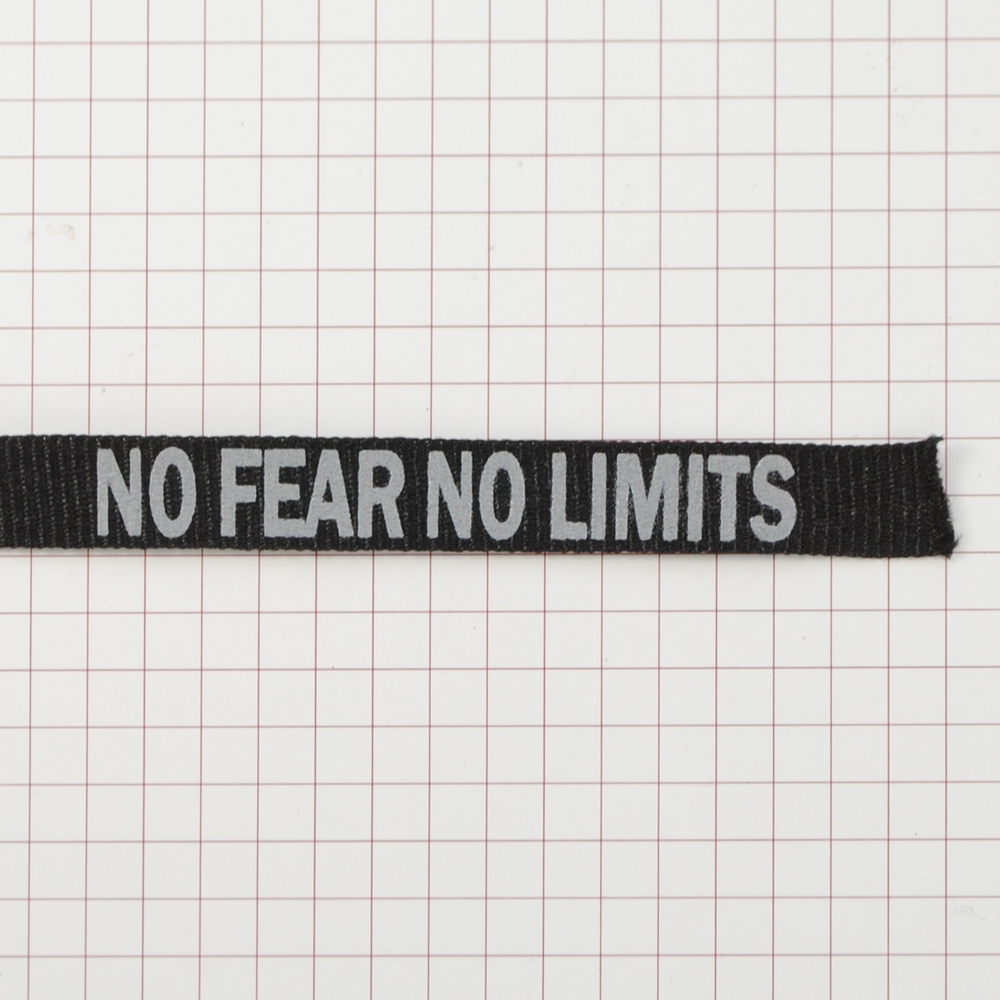 Тесьма репсовая светоотрожающая No Fear No Limits 10 мм, черный и серый, ярд . Тесьма
