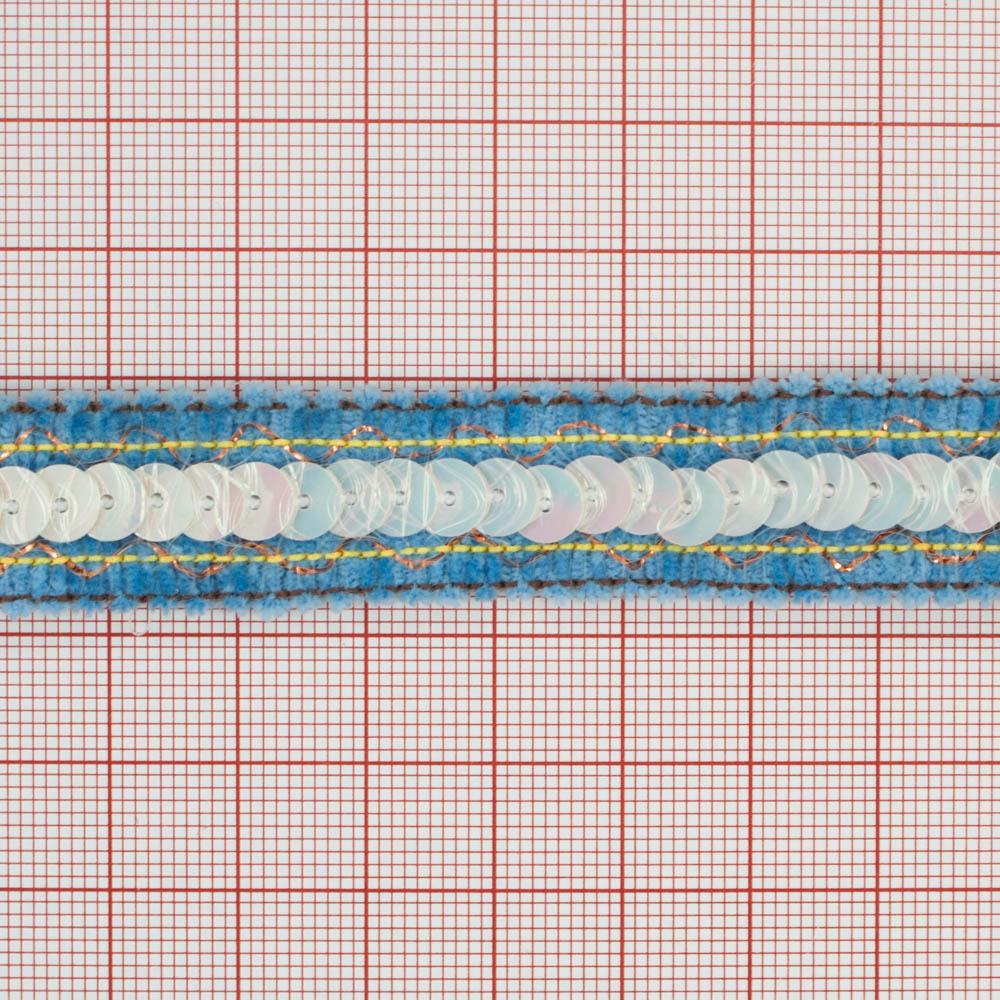 Тесьма пайетки 1,5см № 1 /голубой, белый/10ярд. Тесьма Разное