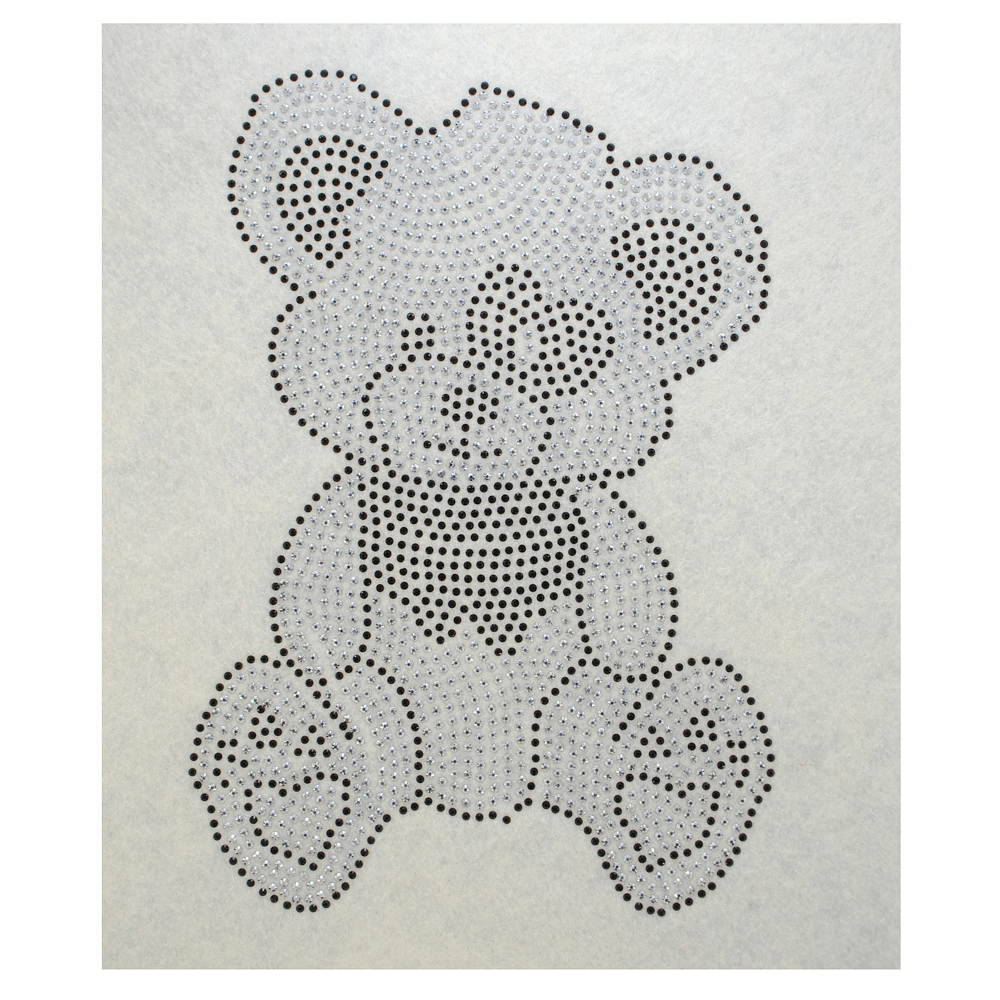 Аппликация из страз Медведь, 13,19*18,23см, SS6,5 серебро 62581 и черный 62610, шт. Аппликация клеевая