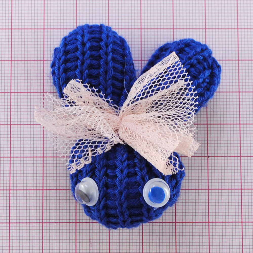 Аппликация тк. приш. дет. зайчик вязаный 4*6см, син., роз., шт. Аппликации Пришивные Кружевные Вязаные