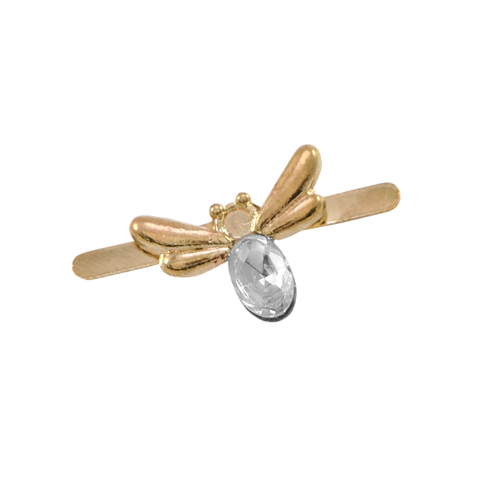 Краб металл Светлячок 14*11мм GOLD, белый камень, шт. Крабы Металл Цветы, Жуки