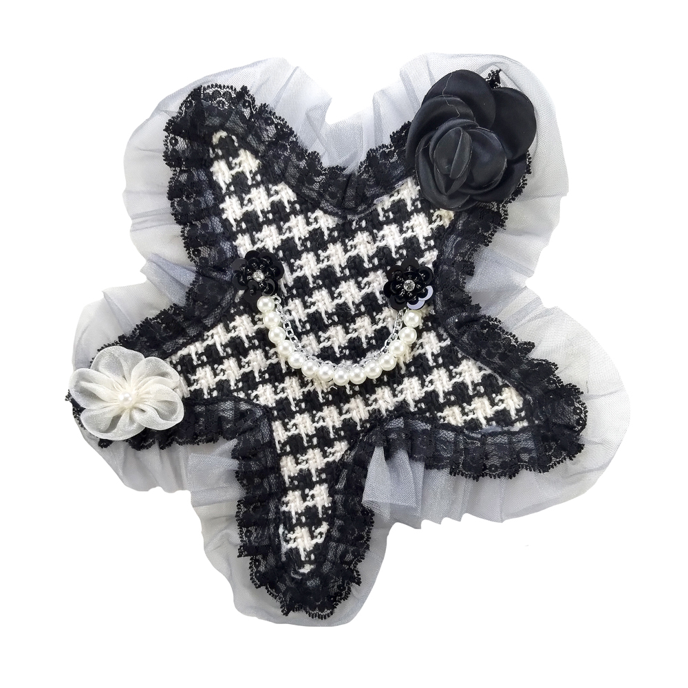 Аппл., Звезда, 25см., черн., бел., жемчуг, стразы, пайетки, шт. Аппликации Пришивные Кружевные Вязаные