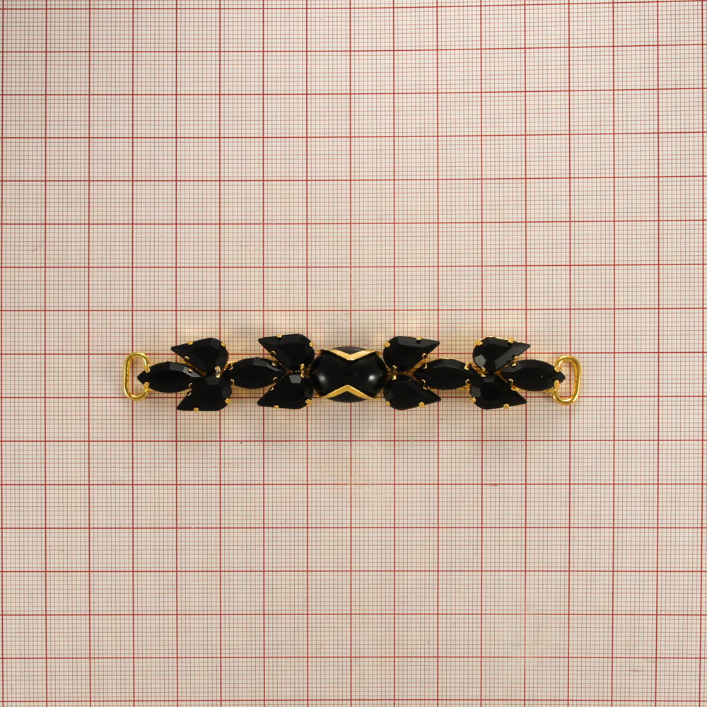 Укр.стекл.  91041 GOLD /перетяжка/ 9,7см. Перетяжка металл со стразами