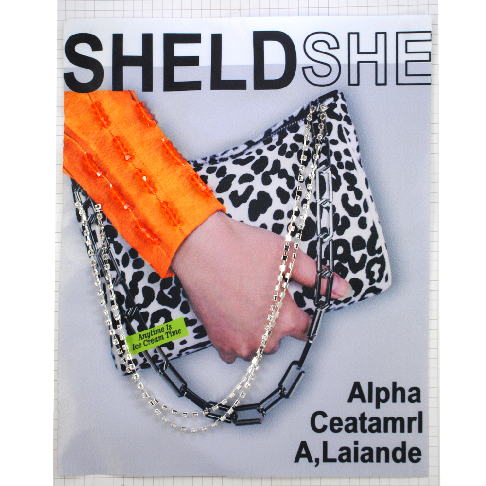 Аппликация пришивная со стразами Сумка SHELD SHE, 19,1*24см, черный, белый, оранжевый, зеленый, шт. Аппликации Пришивные Ткань, Органза