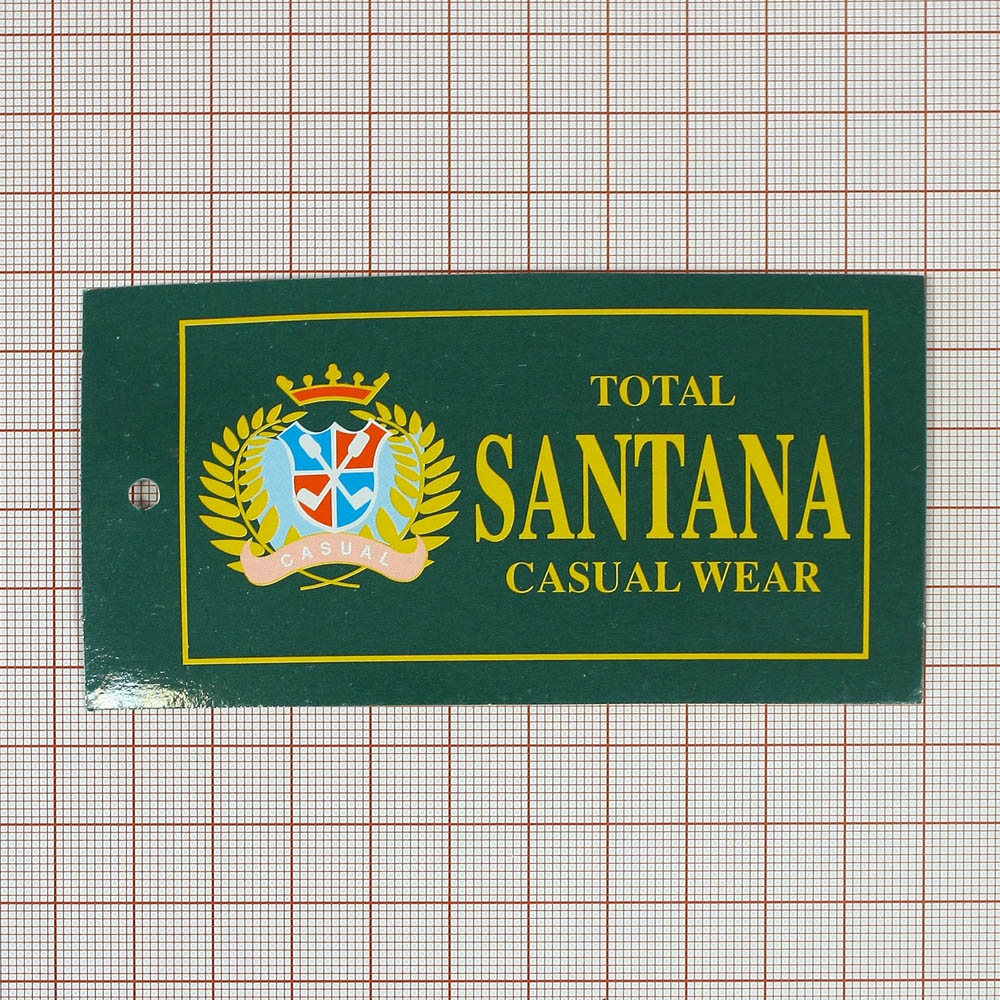 Этикетка бумажная Santana зеленый, желтый. Этикетка бумага