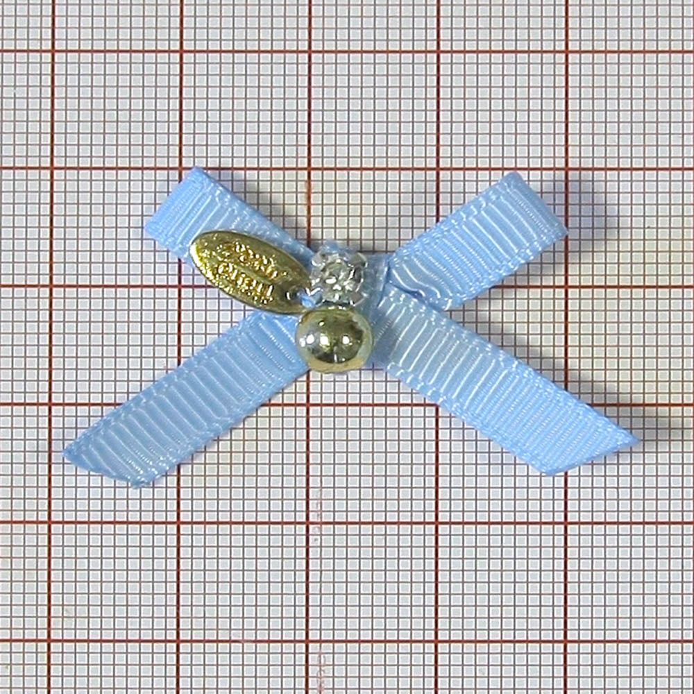 Аппликация декор Ленточка-бант 50*25мм голубая, подвесной шарик GOLD, камень. Аппликации Пришивные Цветы Банты