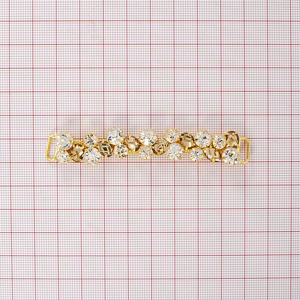 Укр.стекл.  9897 перетяж. 8,5*1,4см GOLD, Венок из камней. Перетяжка металл со стразами