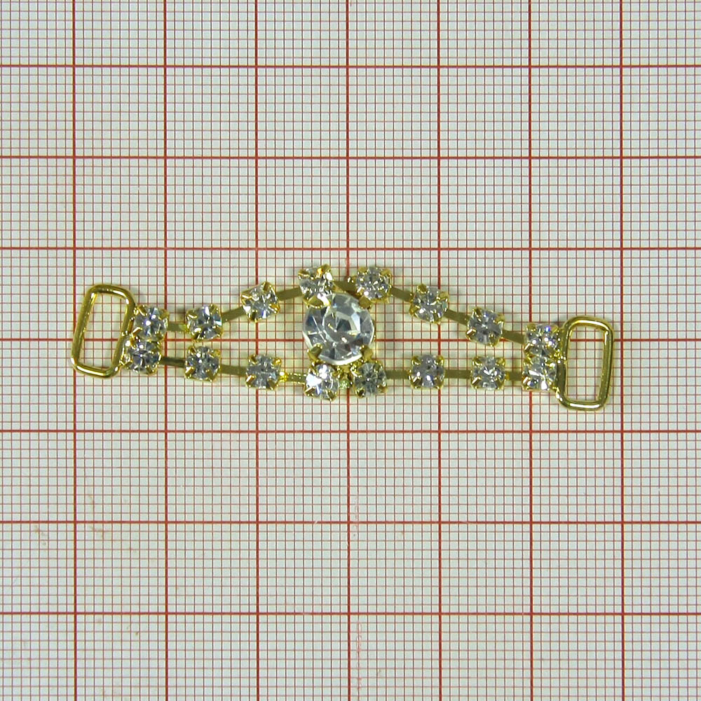 Укр.стекл.  А-318А (9398) GOLD/браслет/ 8пар, внутри 1крупн.кам.. Перетяжка металл со стразами
