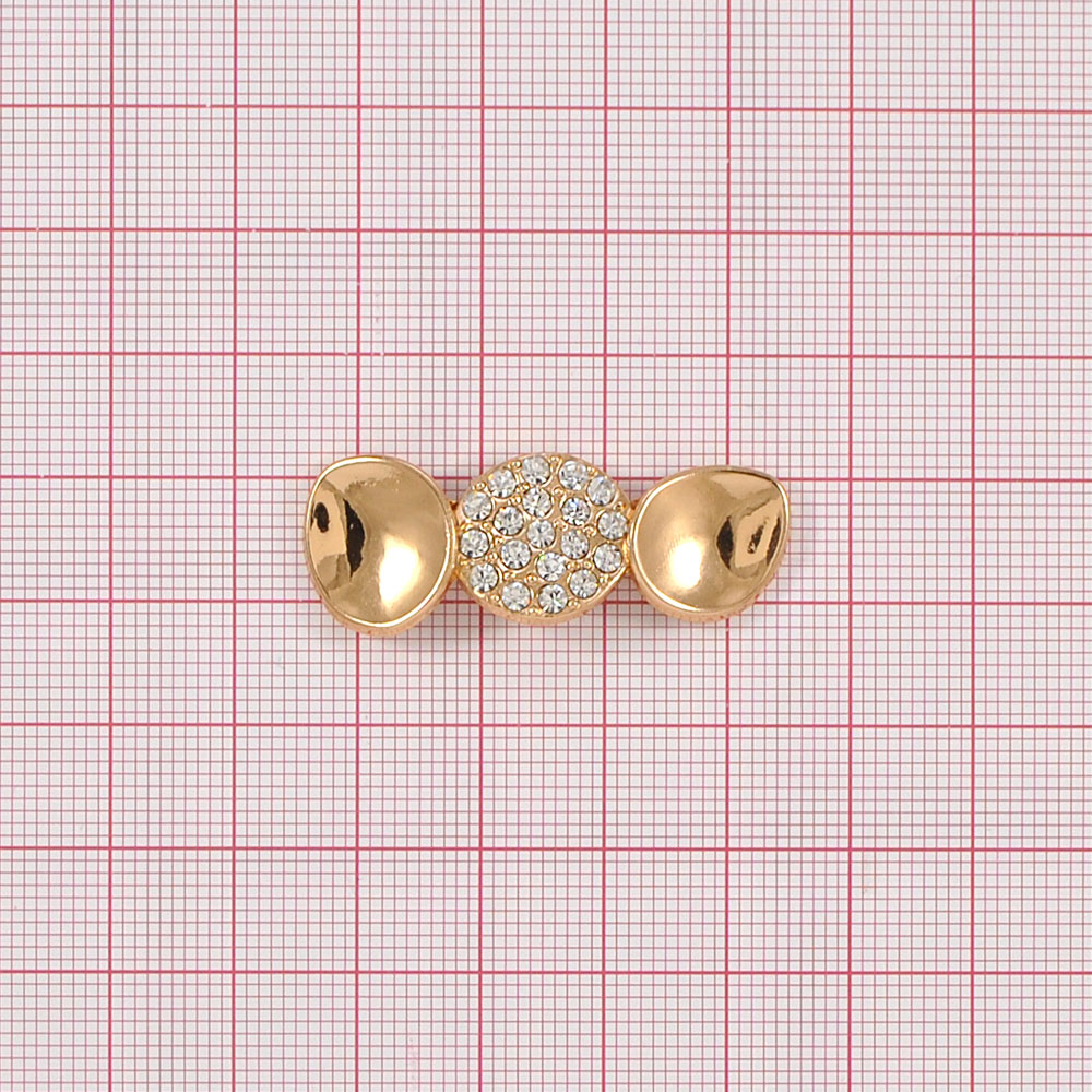 Краб металл 43346 Чебурашка 40*15мм GOLD, белые камни, шт. Крабы Металл Геометрия Декор