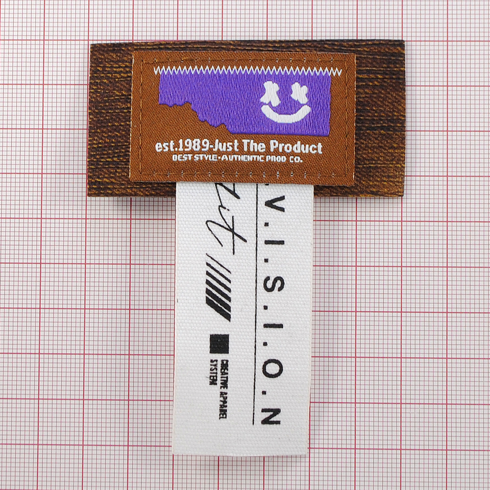 Лейба ткань Vision, 7*3,5см (флажок 5,6см), бел., коричн., фиолет., белый, шт. Лейба Ткань