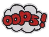 Шеврон клеевой OOPS, 8.3*5,5cм. черный, белый, красный, шт. Нашивка Ткань
