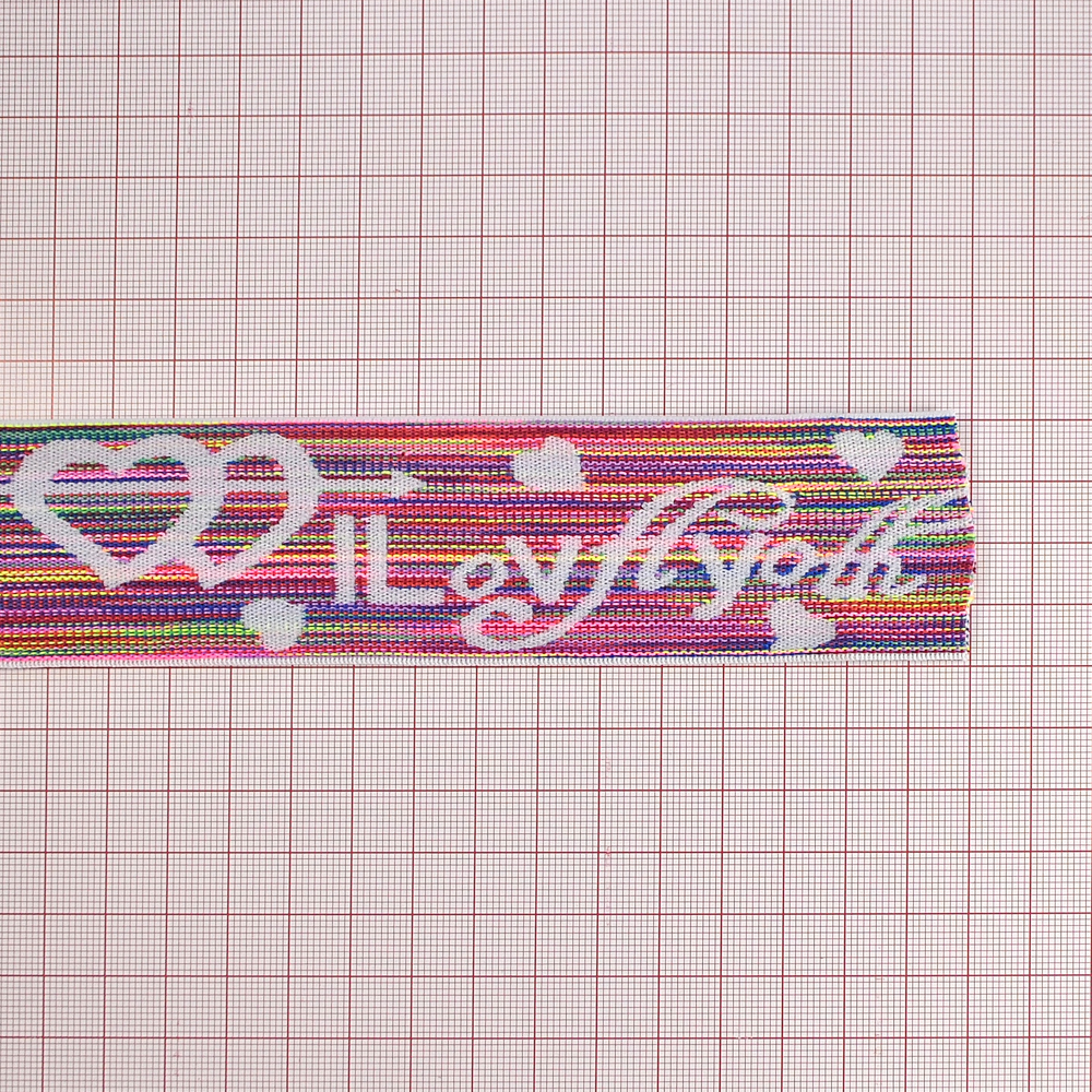 Резинка  Сердце LOVE YOU, 4 см, розовый, желтый, белый, ярд. Резинка
