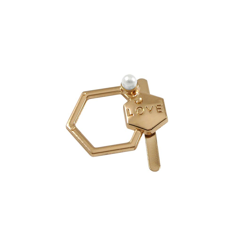 Краб металл 94870 LOVE 6-тиугольная петля правый 15*20мм GOLD, белый жемчуг, шт. Крабы Металл Геометрия Декор