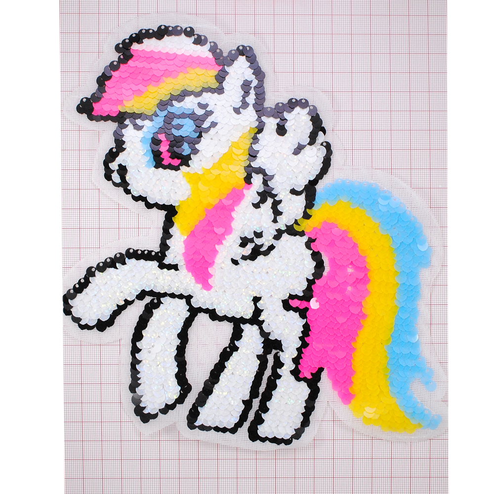 Аппликация пришивная пайетки My Little Pony, 20*20см, черный, белый, желтый, розовый, голубой, шт. Аппликации Пришивные Пайетки