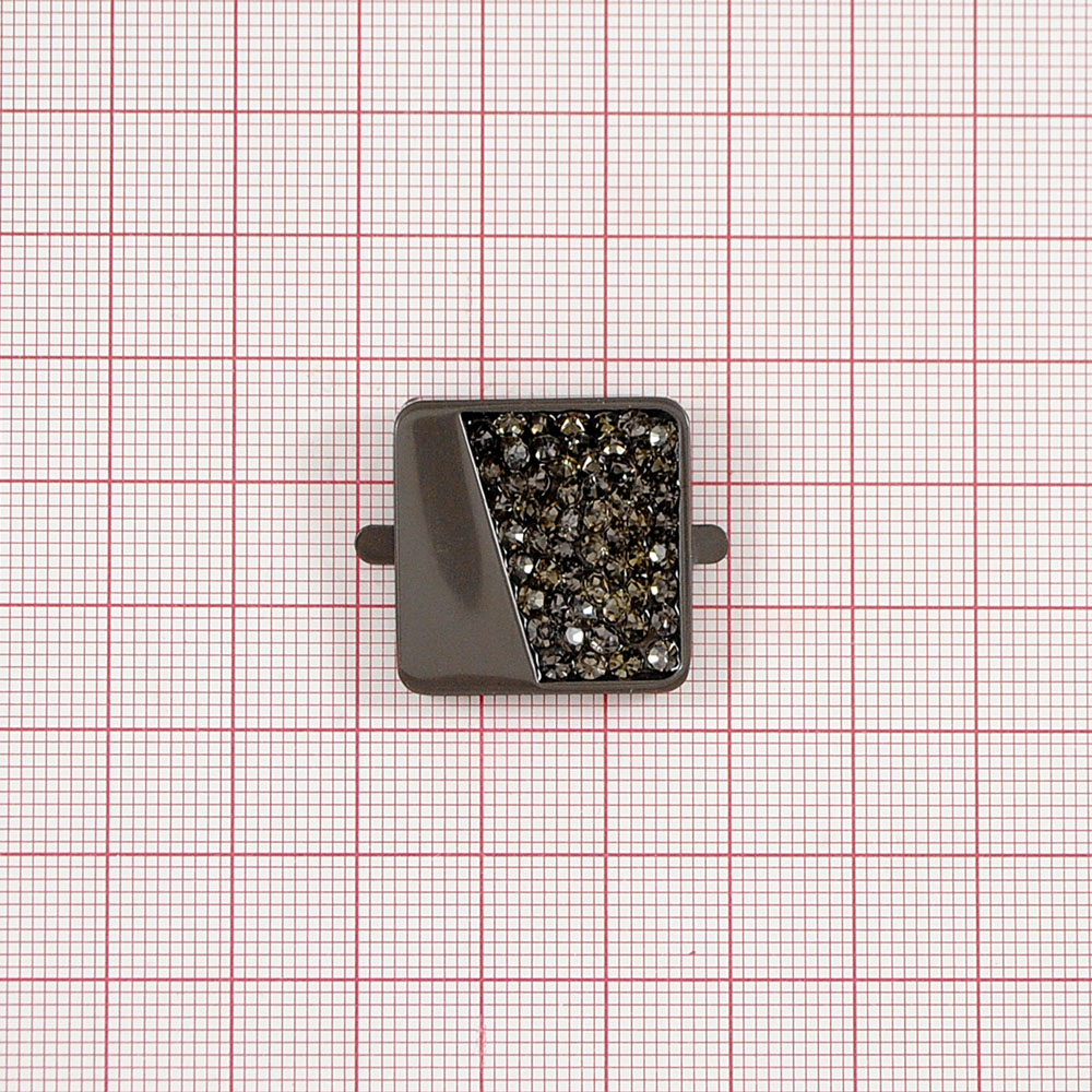 Краб камни и металл Квадрат Левый, 2,3*2,3см, матовый никель блек, черный, шт. Крабы Металл Геометрия Декор