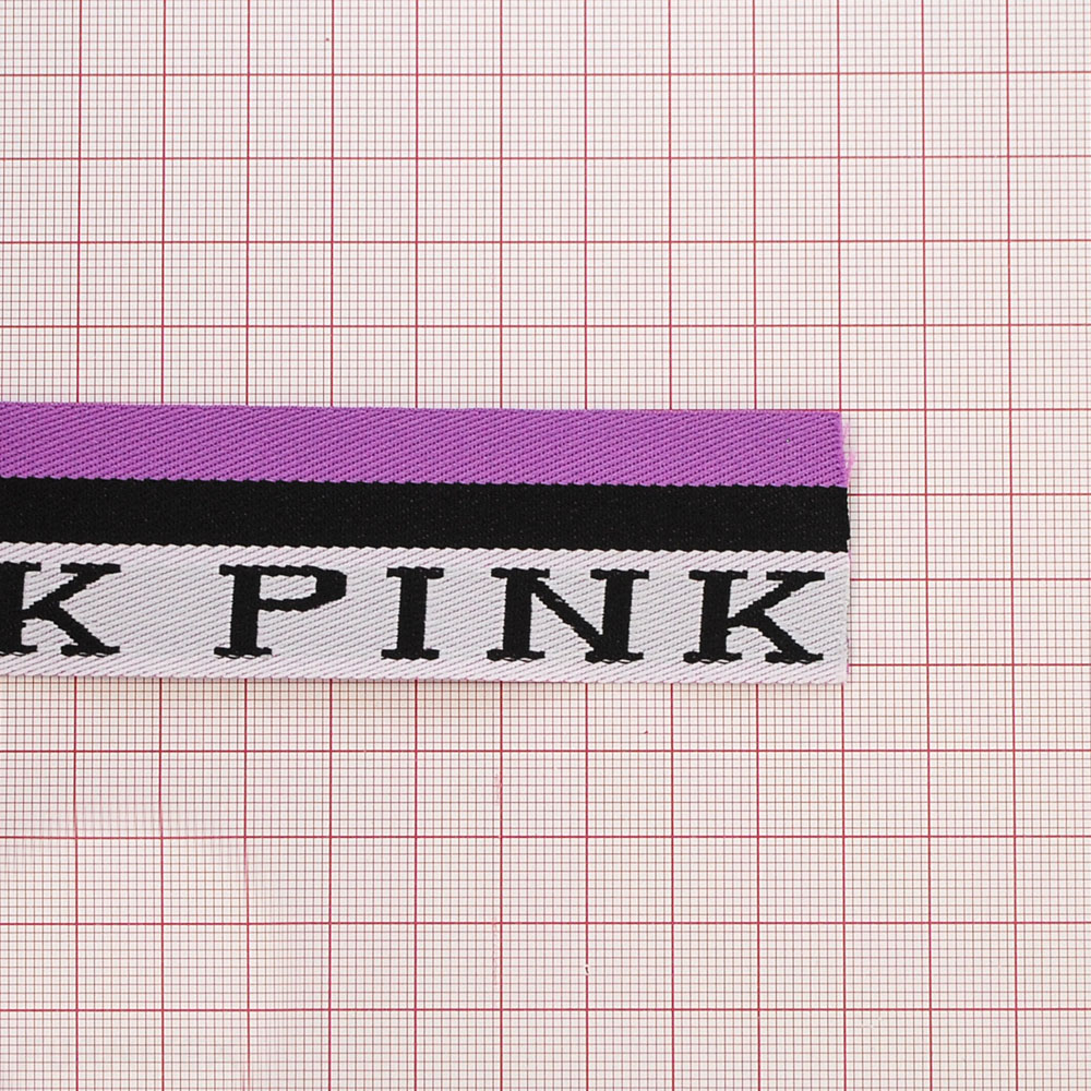 Тесьма тканевая пришивная PINK 3,1см, сиреневый, черный, светло-серый, 50ярд. Тесьма