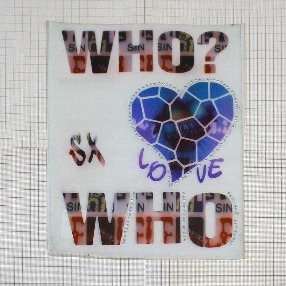 Термоаппликация WHO?, синий, красный, шт. Термопереводки Надписи