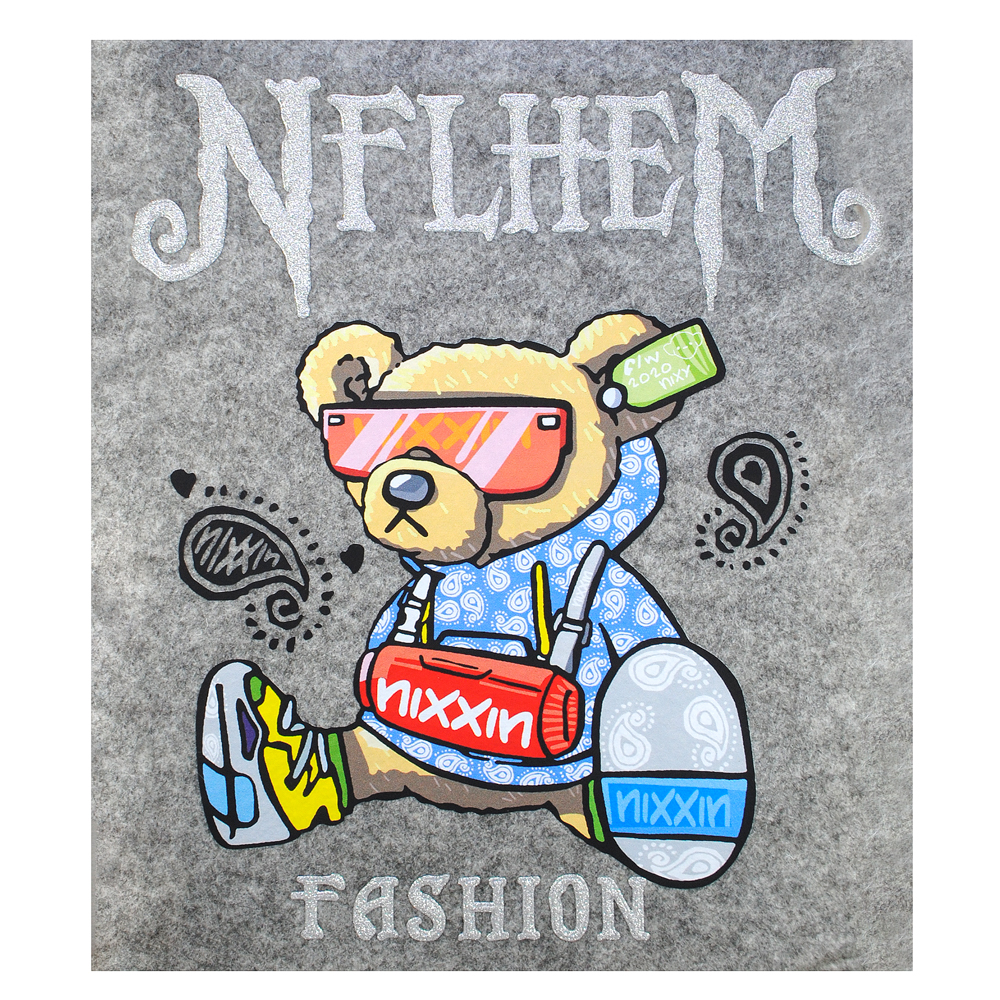 Термоаппликация Мишка в очках, 21*16см, красный, коричневый, синий, желтый, серебро, шт. Термопереводки Резиновые, Термопленка