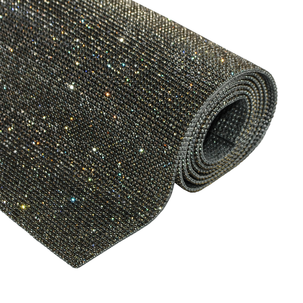 Клеевое полотно, 33*120см, камень 2мм, черная основа, никель, камни black diamond, шт. Полотна из страз