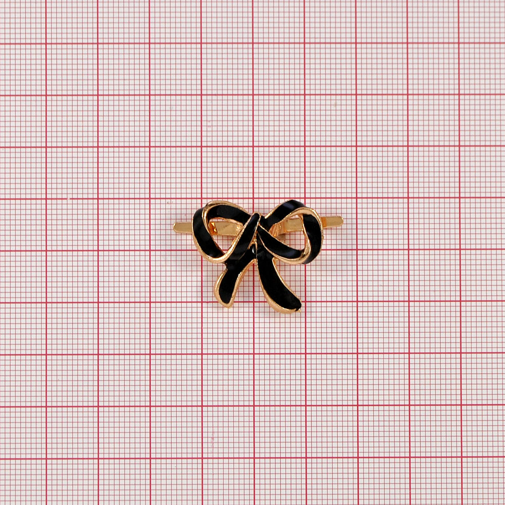 Краб металл Бантик 2,6см GOLD, эмаль черная, камни, шт . Крабы Металл Геометрия Декор