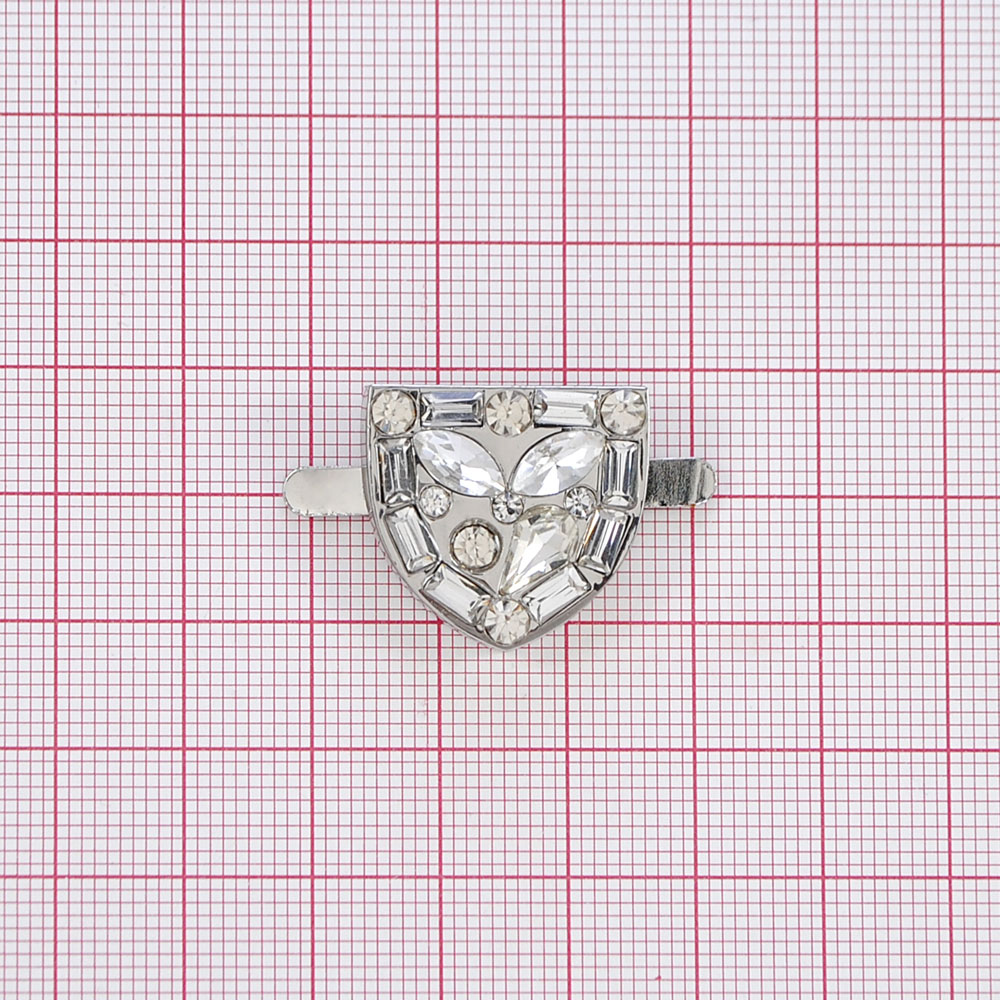 Краб камни и металл Щит, 2*2,1см, никель, белый, шт. Крабы Металл Геометрия Декор