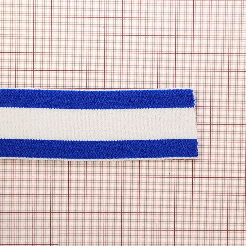 Резинка Полосы 4см синий, белый, 50ярд. Резинка