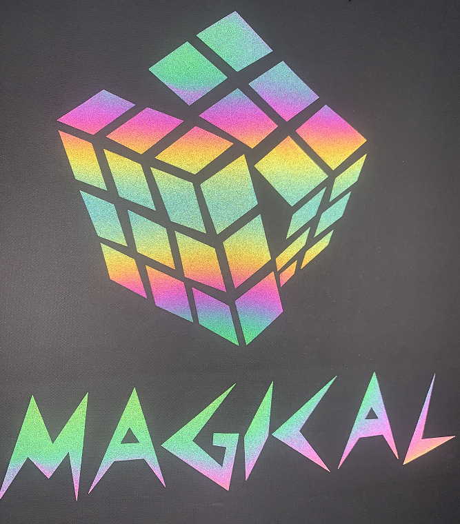 Термоаппликация светоотражающая MAGICAL, 21,5*24см, голограмма розовый, зеленый, желтый, шт.. Термопереводки Голограмма Светоотражалка Глиттер