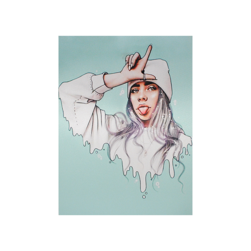 Аппликация пришивная Billie Eilish (в шапке) 18*24см, бирюза /алтас/, шт. Аппликации Пришивные Постер