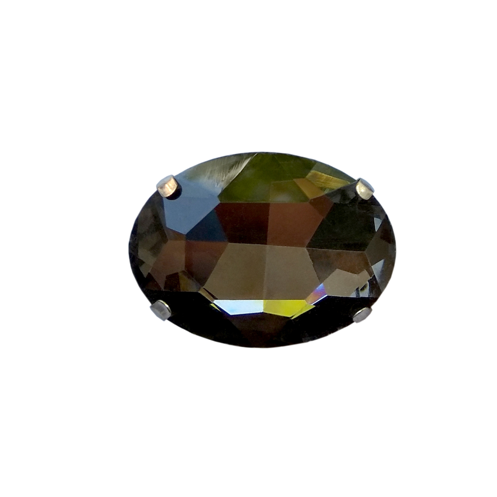 Стразы пришивные в металле, овал, 18*25мм, hematite, шт. Стразы пришивные в металле