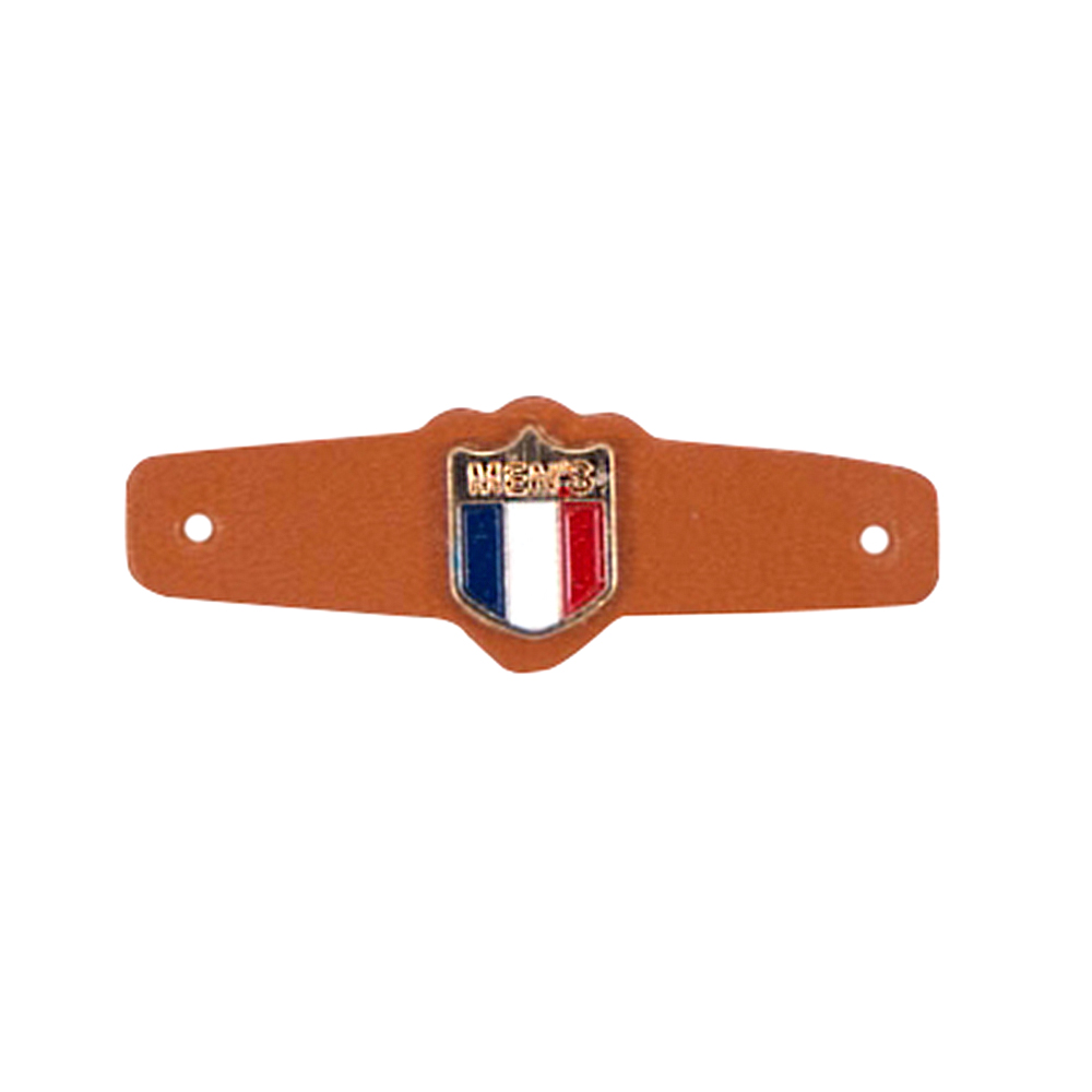 Лейба кожзам MEN'S 45*15мм коричневая, GOLD накладка, эмаль. Лейба Кожзам