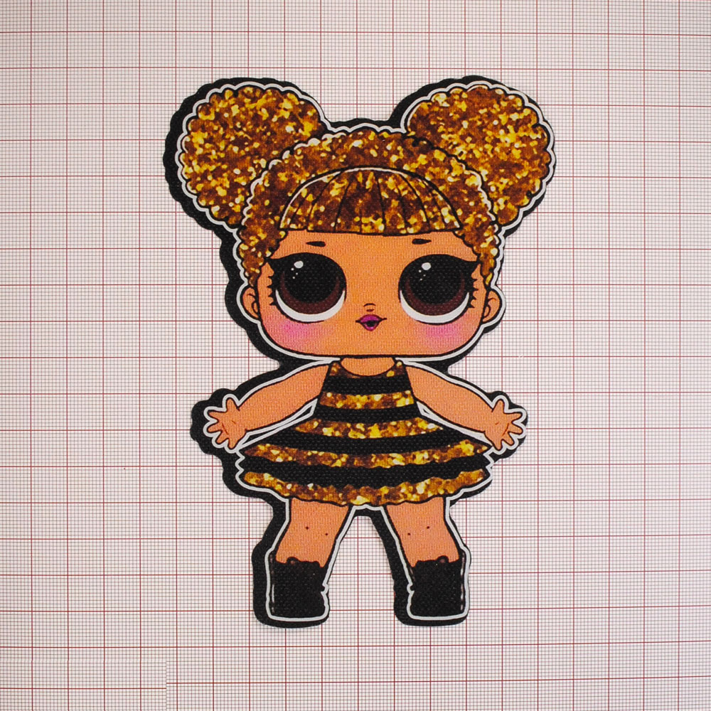 Нашивка глиттер Кукла L.O.L. (Королева Пчелка) 15.5*11см золото, шт. Нашивка Глиттер