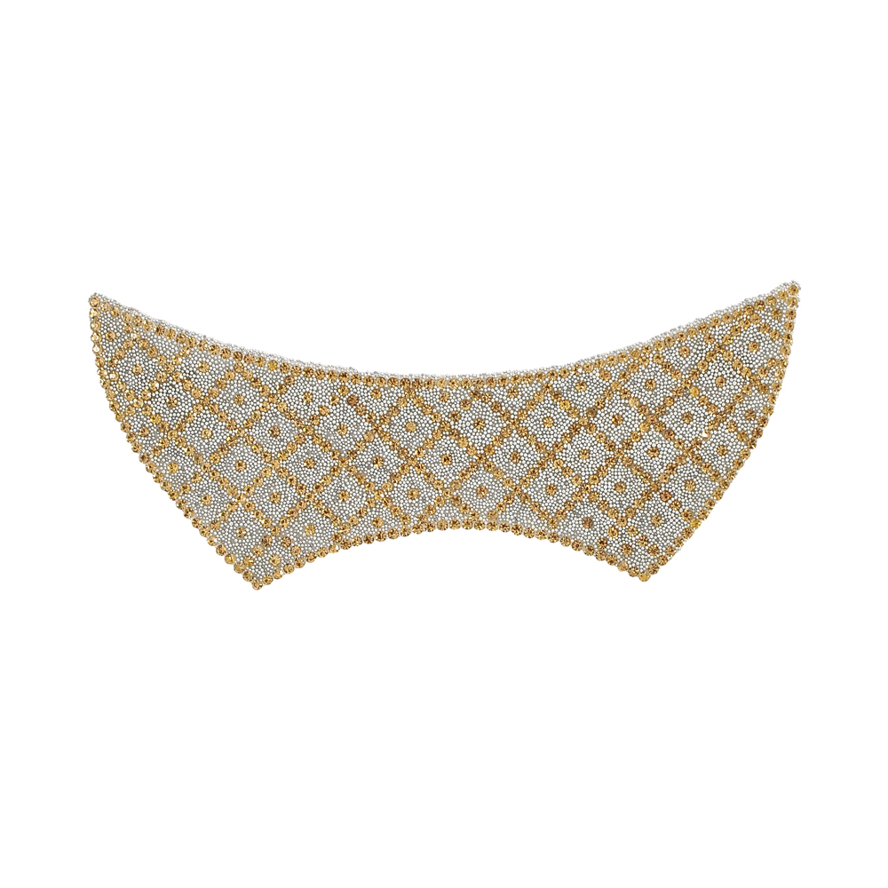 Аппликация клеевая стразы Манжет квадраты 65*145мм серый мелкий бисер, топаз стразы 2мм, шт. Аппликации клеевые Стразы комб.