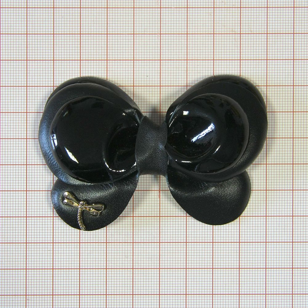 Аппликация декор обувная LF0270 9*5,5см черный бантик-лак шт. Аппликации Пришивные Цветы Банты