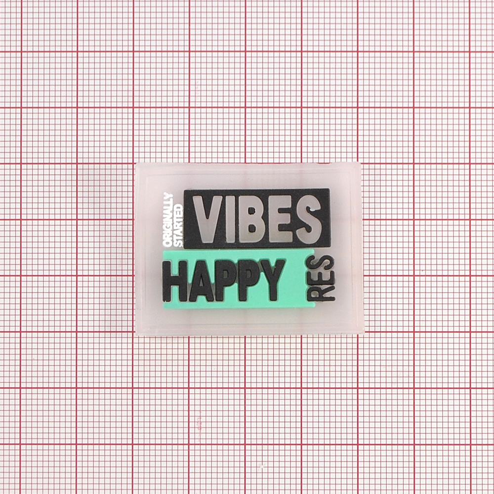 Лейба резина, VIBES HAPPY, 3*4см, зеленый, белый, черный, серый, шт. Лейба Резина